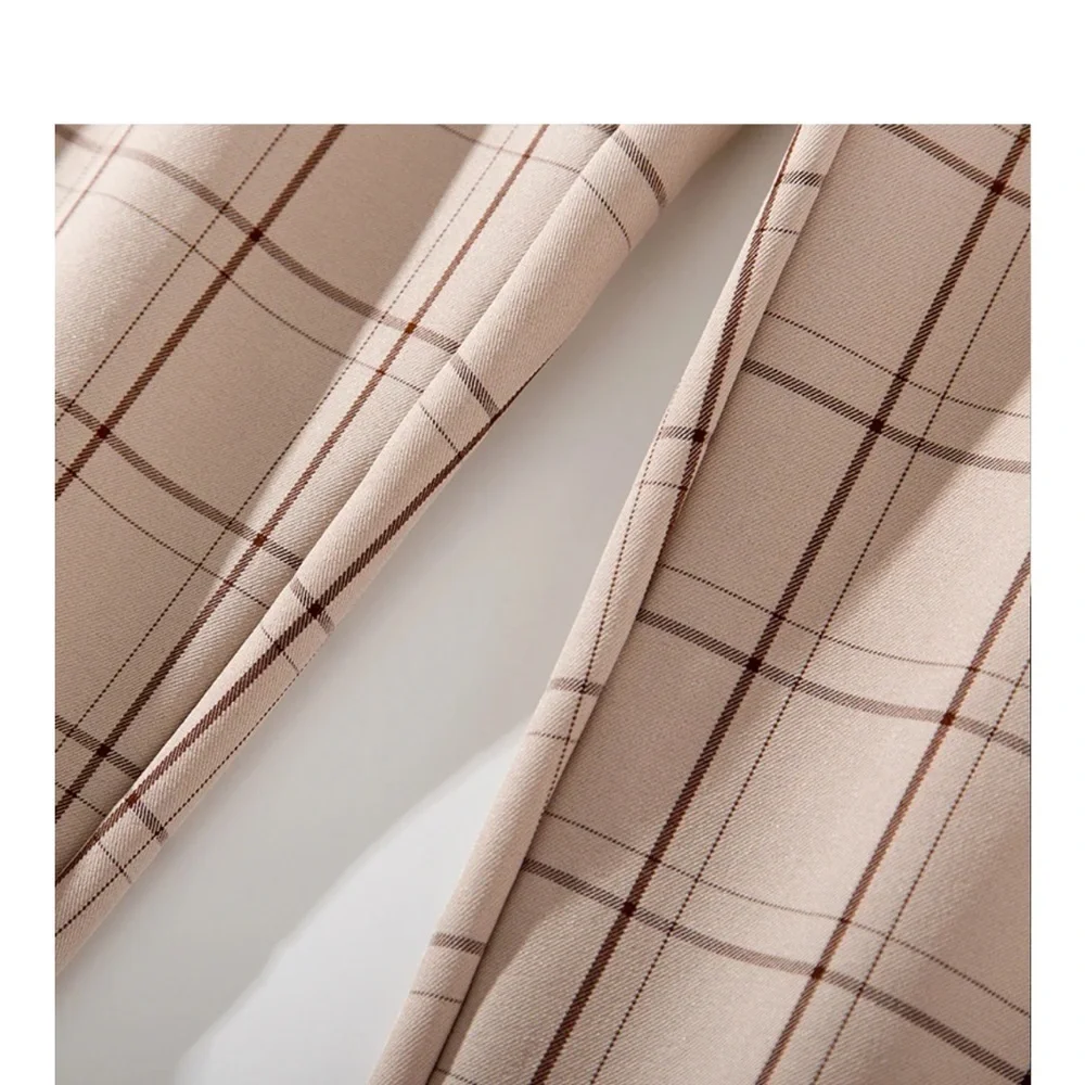 Belted frill high waist plaid pants